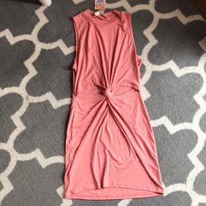 Pink tank dress with stomach knot!